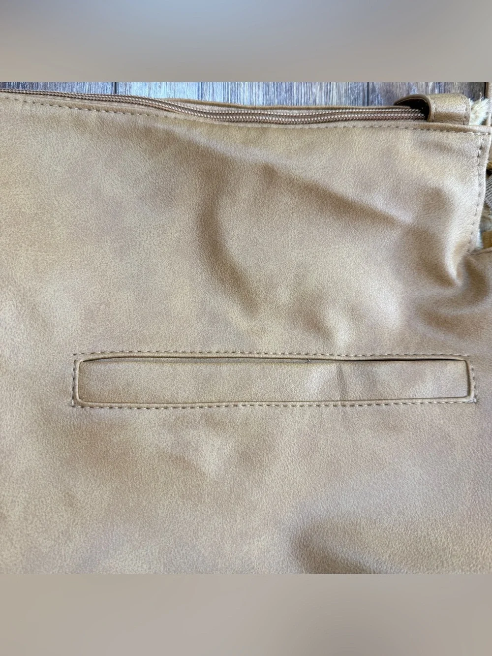 Noah & Paw Vegan Leather Dog Sling Carrier Beige Tan Faux Fur Adjustable Strap
